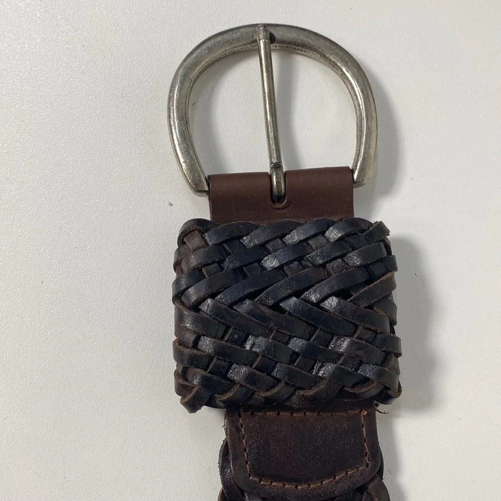 Y2K‎ Braided Genuine Leather Belt Medium Brown